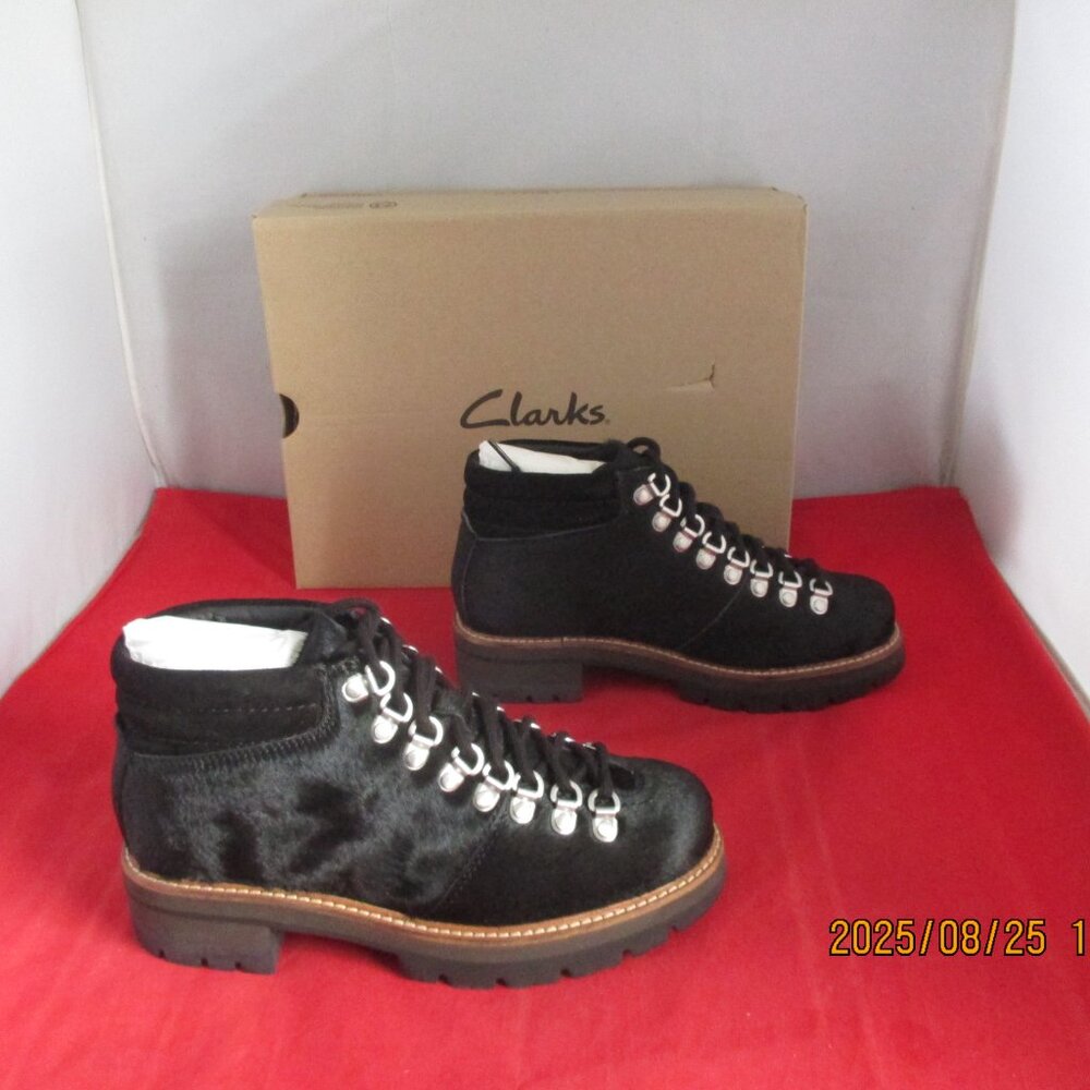 Clarks Orianna Alpine Leather Hiking Boots $170 - US Size 7 - Black - 1306